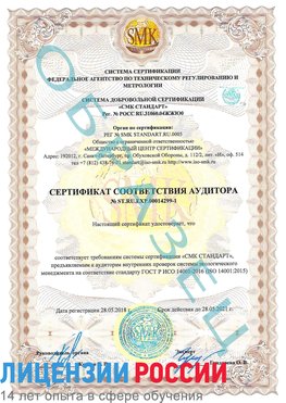 Образец сертификата соответствия аудитора №ST.RU.EXP.00014299-1 Кулебаки Сертификат ISO 14001